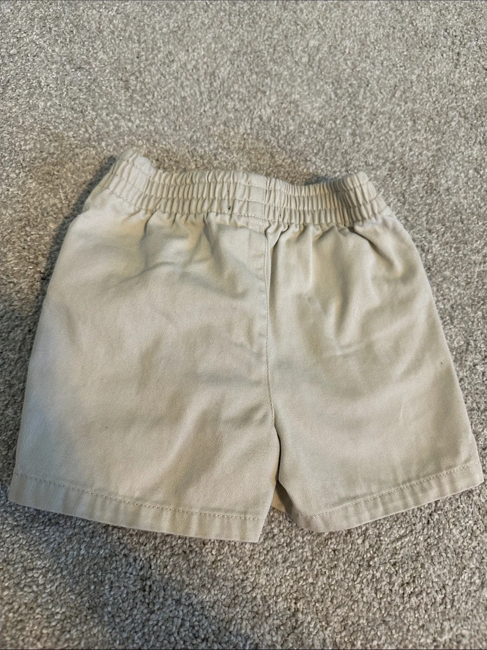 Ralph Lauren Beige Elastic-Waist Polo Shorts with Navy Logo